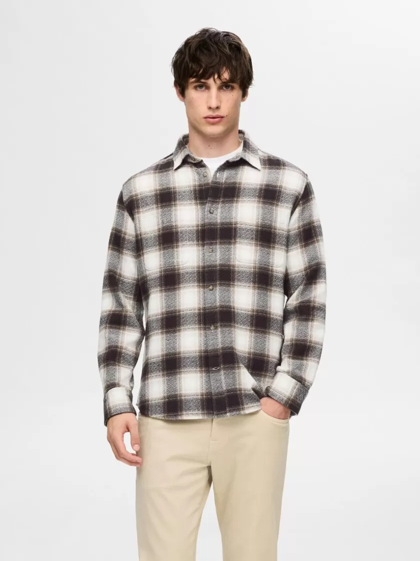 SELECTED 100% BOMULD FLANNEL-SKJORTE Brown Discount