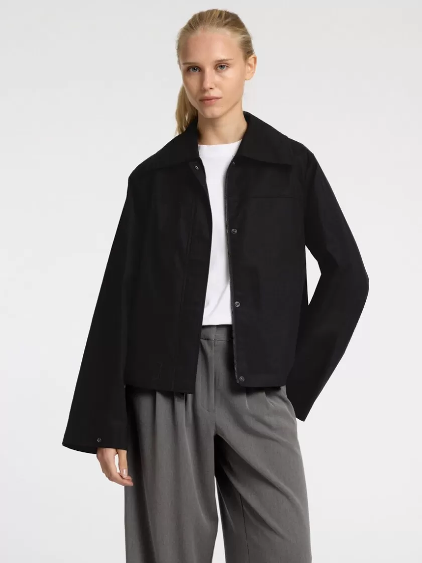 SELECTED 100% BOMULD KORT JAKKE Black Flash Sale