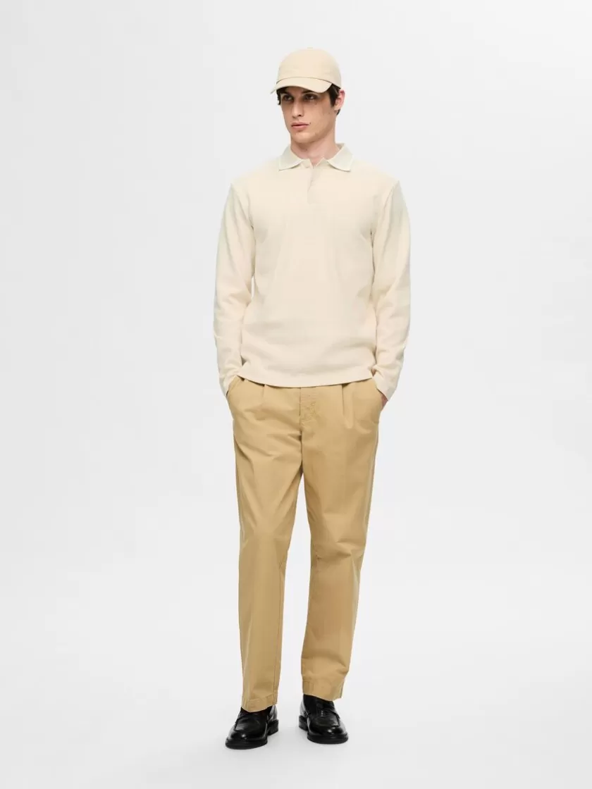 SELECTED 100% BOMULD LANGÆRMET POLO Beige Discount