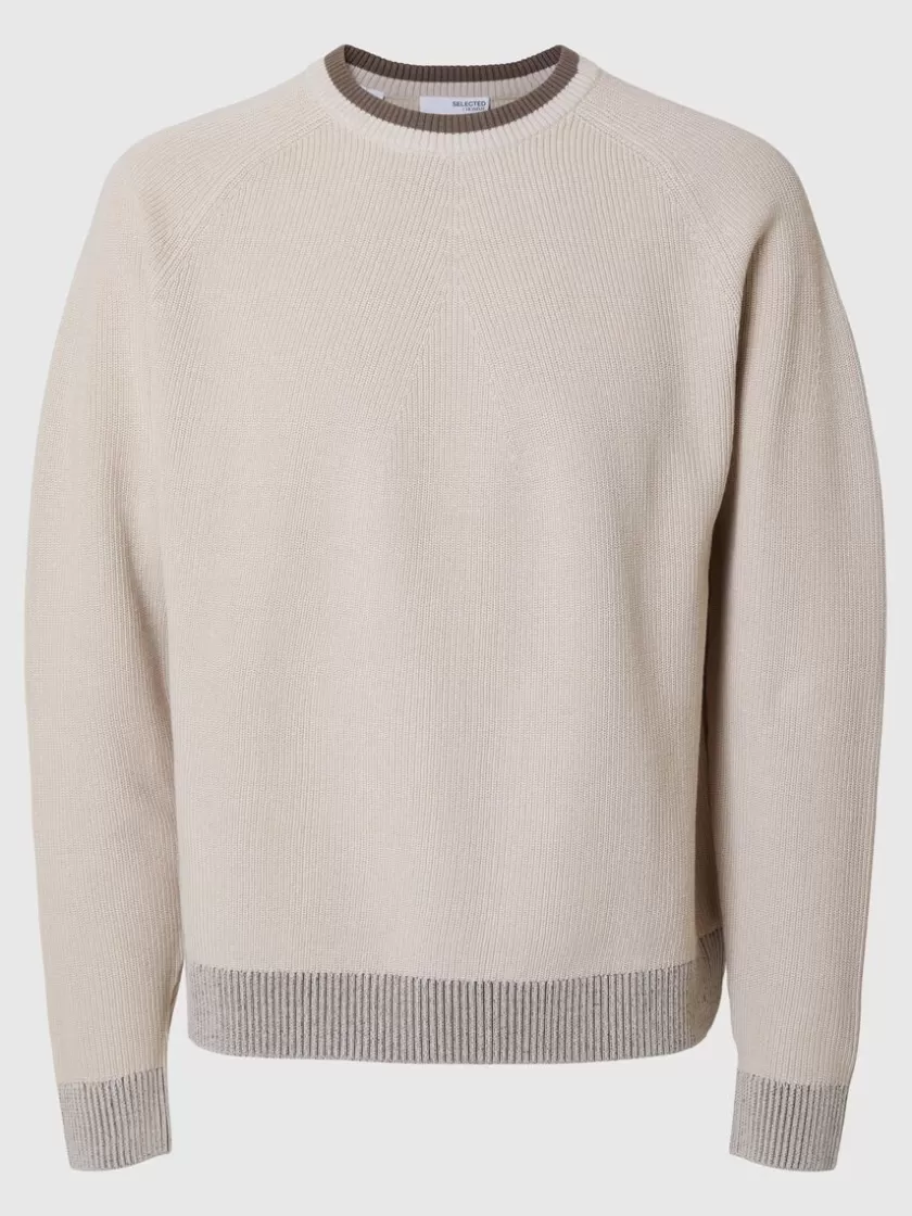 SELECTED 100% BOMULD SWEATER MED RUND HALS Beige Fashion