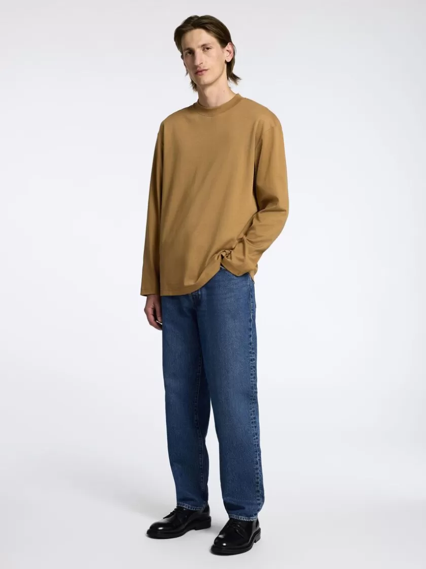 SELECTED 100% BOMULD TOP MED LANGE ÆRMER Orange Cheap