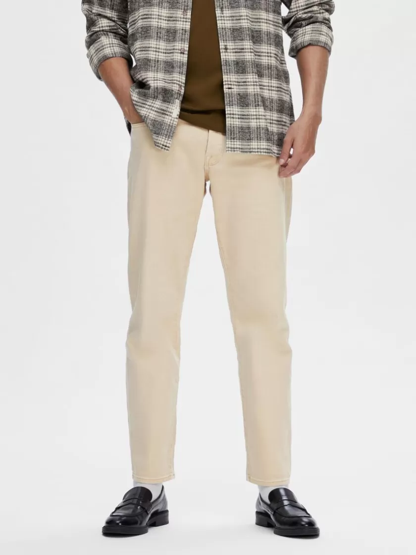 SELECTED 196 LET VASK STRAIGHT FIT JEANS Beige Discount