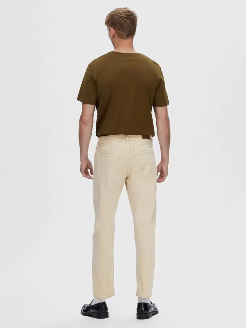 SELECTED 196 LET VASK STRAIGHT FIT JEANS Beige Discount