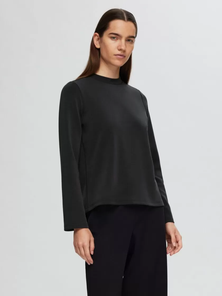 SELECTED BOXY FIT LANGÆRMET T-SHIRT Black Sale