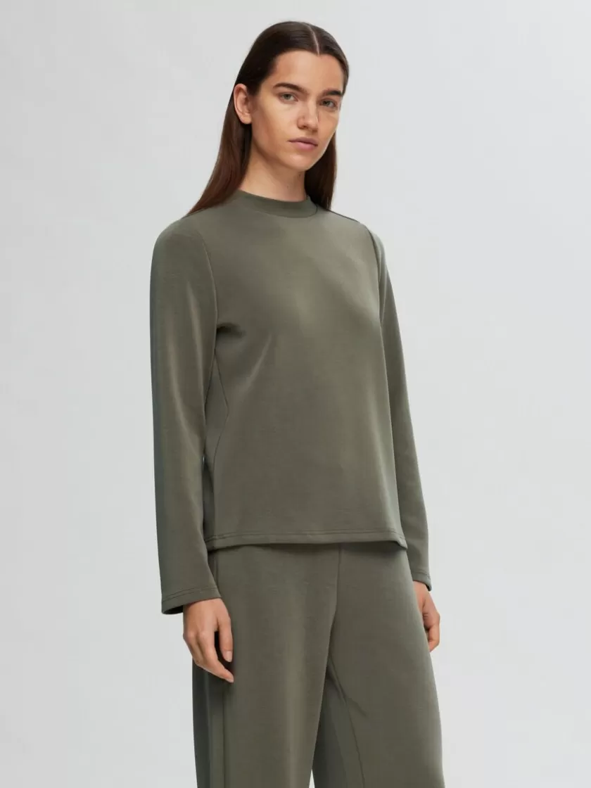 SELECTED BOXY FIT LANGÆRMET T-SHIRT Green Shop