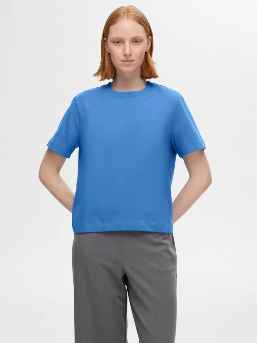 SELECTED BOXY T-SHIRT Blue Hot