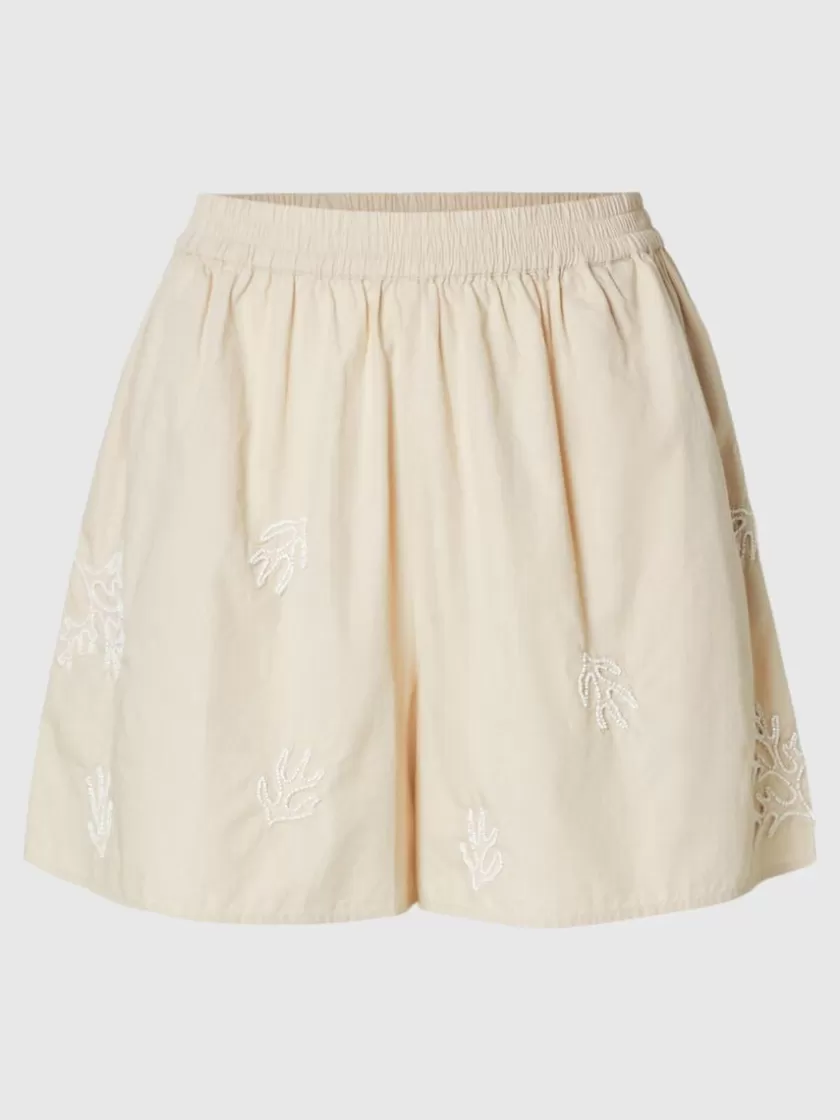 SELECTED BRODERET SHORTS Beige Store