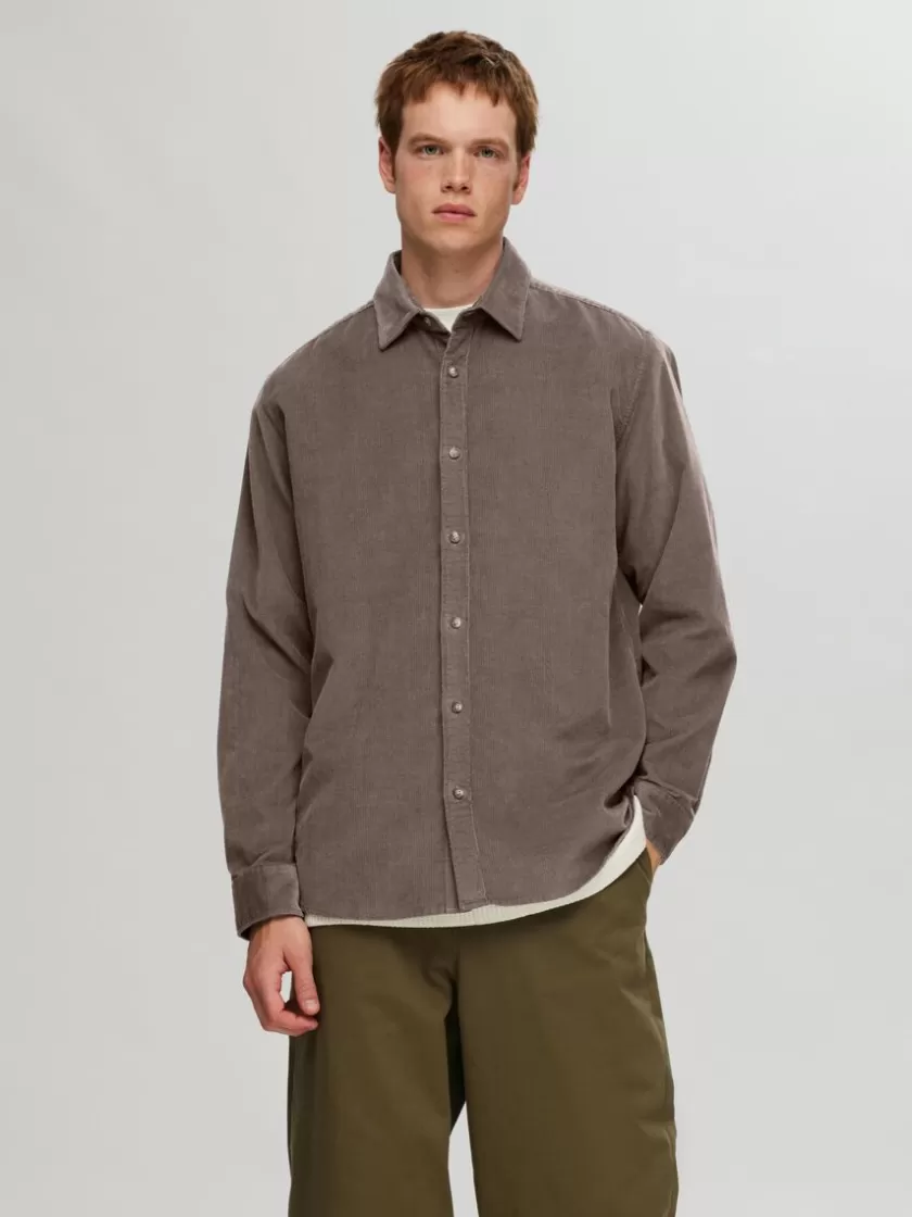 SELECTED CORDUROY SKJORTE Brown Discount