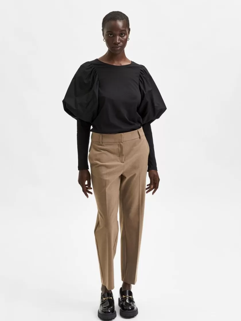 SELECTED CROPPED BUKSER Brown Flash Sale