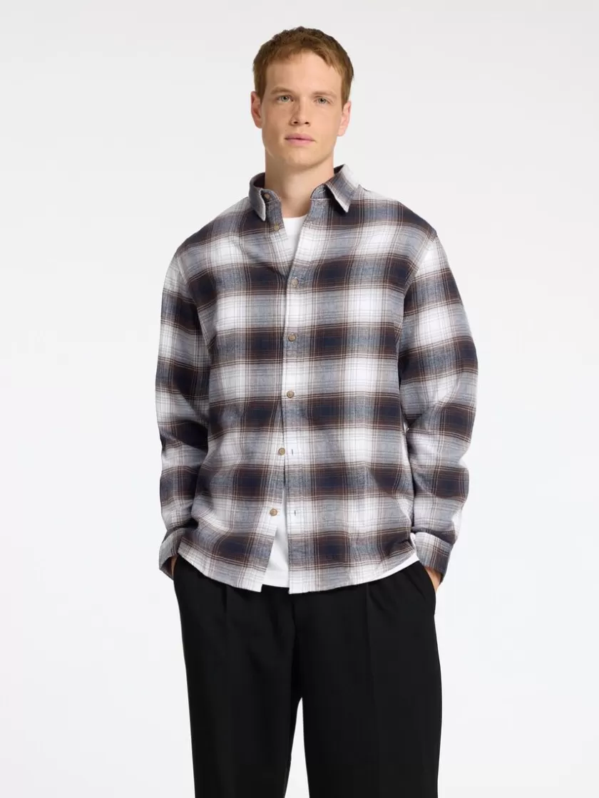 SELECTED FLANNEL OVERSHIRT Coloured Outlet