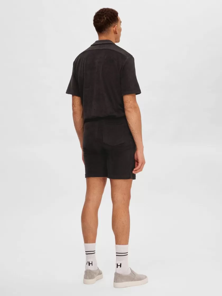 SELECTED FROTTÉ SHORTS Black Sale