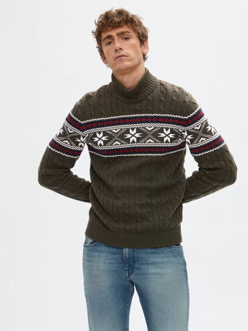 SELECTED - HØJ HALS JULESWEATER Green Best