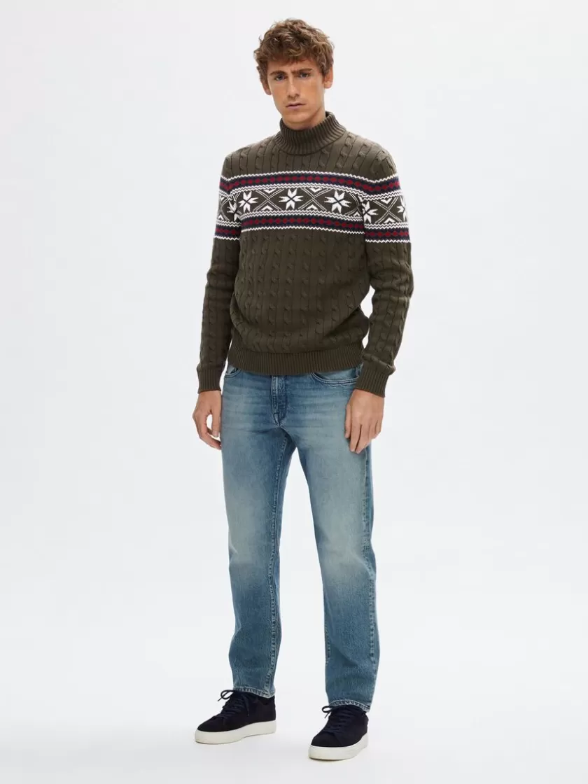 SELECTED - HØJ HALS JULESWEATER Green Best