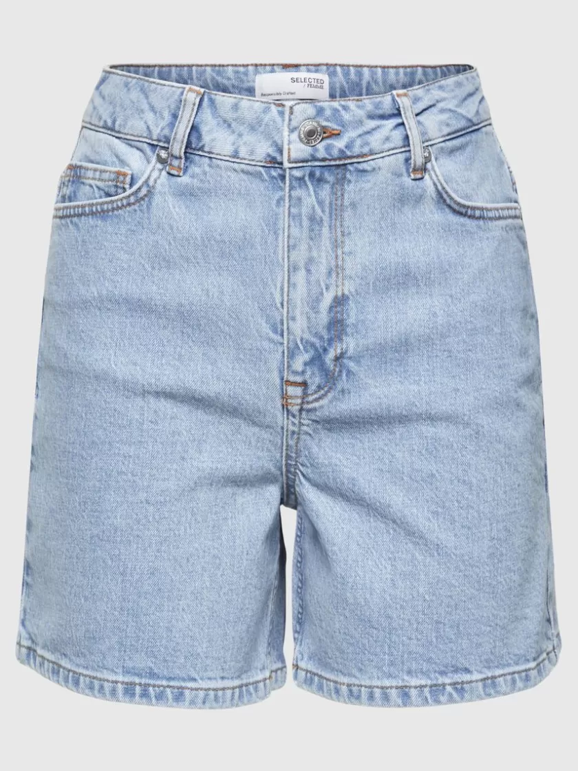 SELECTED HØJTALJEDE DENIMSHORTS Blue Online