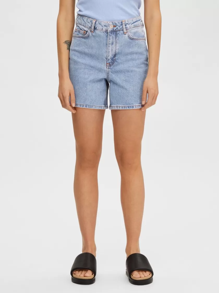 SELECTED HØJTALJEDE DENIMSHORTS Blue Online