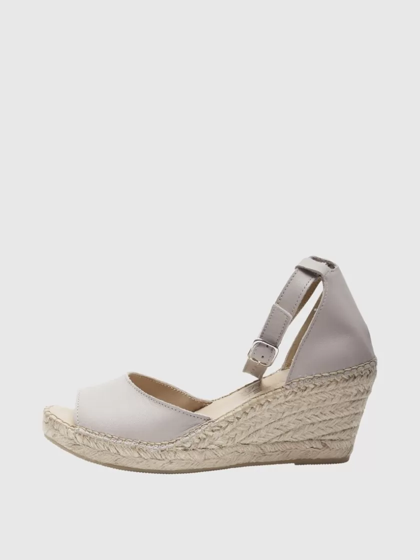 SELECTED HÆLE I LÆDER ESPADRILLOS Beige Fashion