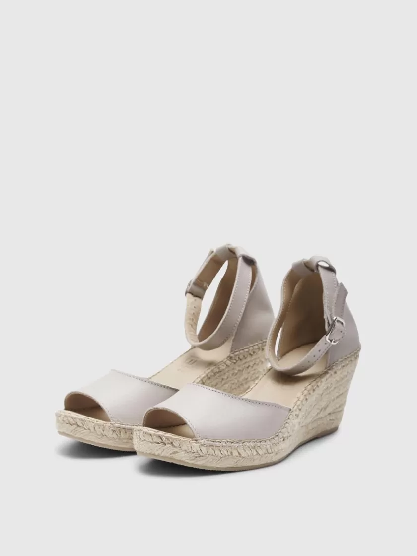 SELECTED HÆLE I LÆDER ESPADRILLOS Beige Fashion