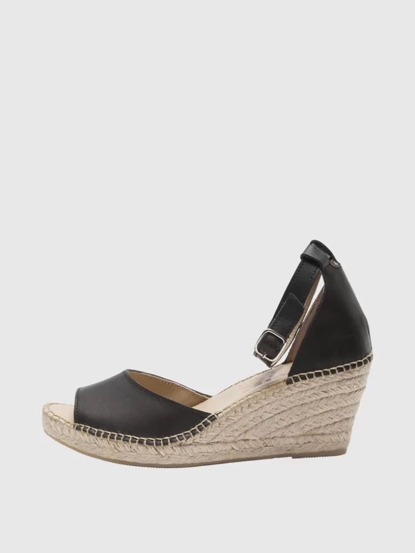 SELECTED HÆLE I LÆDER ESPADRILLOS Black Discount