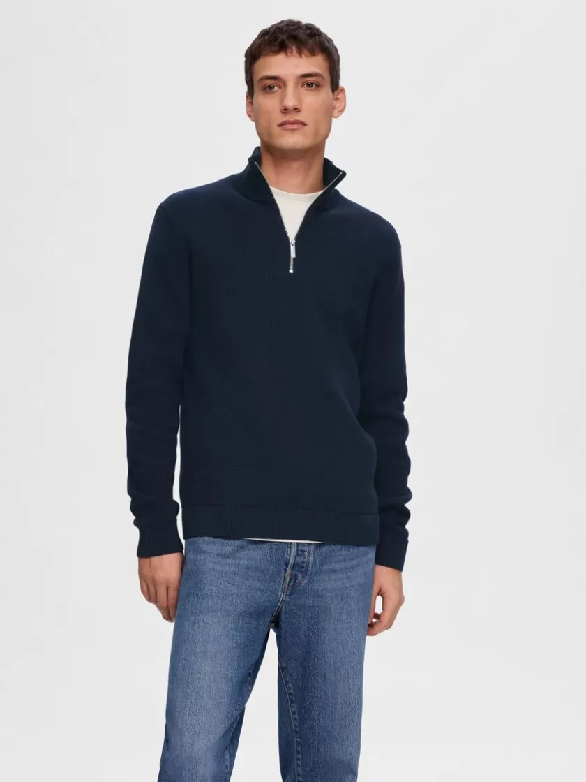 SELECTED KORT LYNLÅS STRIKTRØJE Blue Clearance