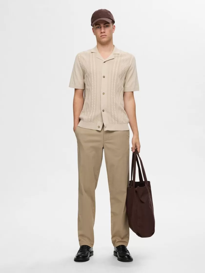 SELECTED KORTÆRMET STRIKKET CARDIGAN Beige Online