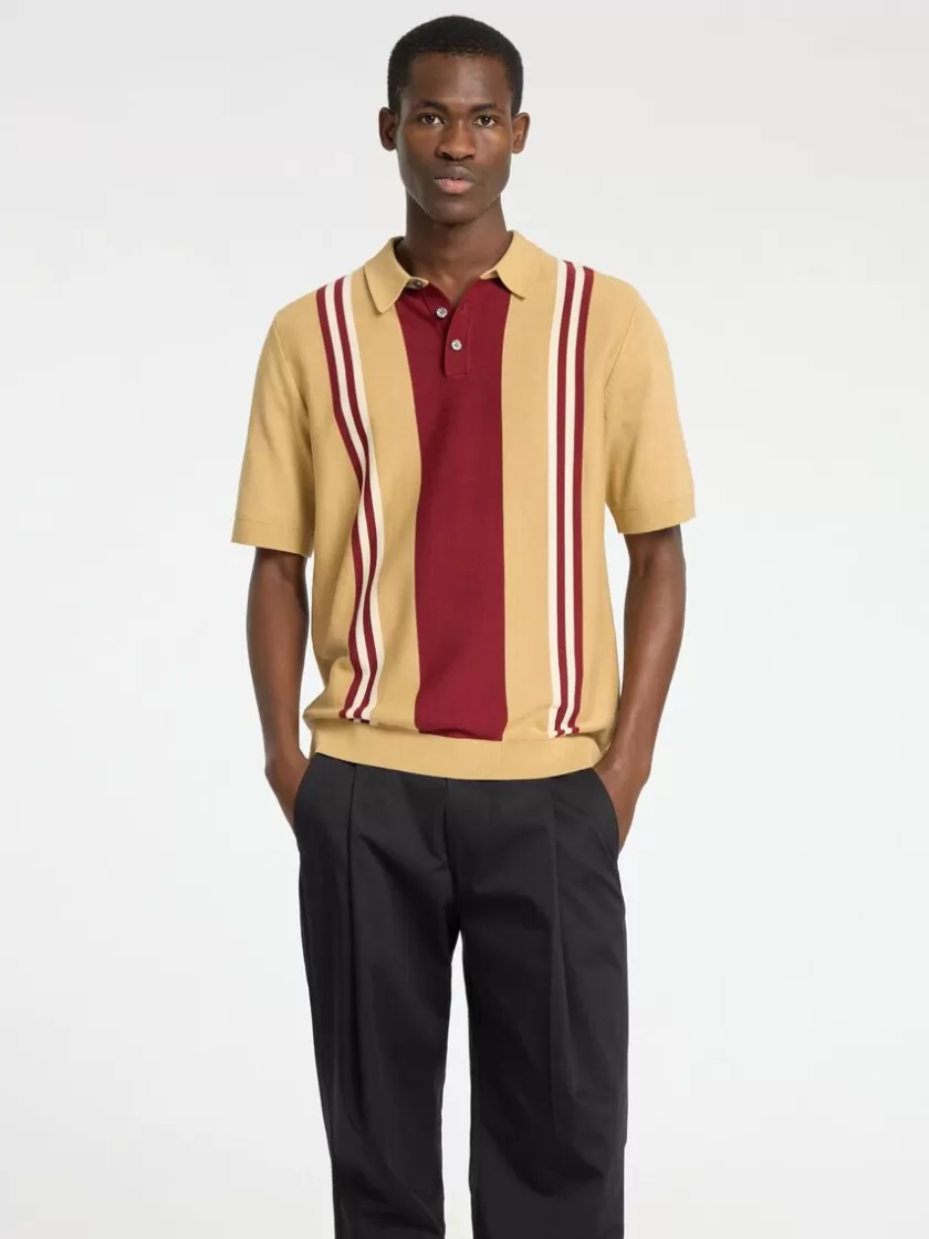 SELECTED KORTÆRMET STRIKKET POLOSHIRT Brown Discount