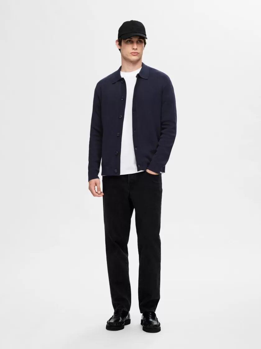 SELECTED LANGÆRMET POLO CARDIGAN Blue Outlet