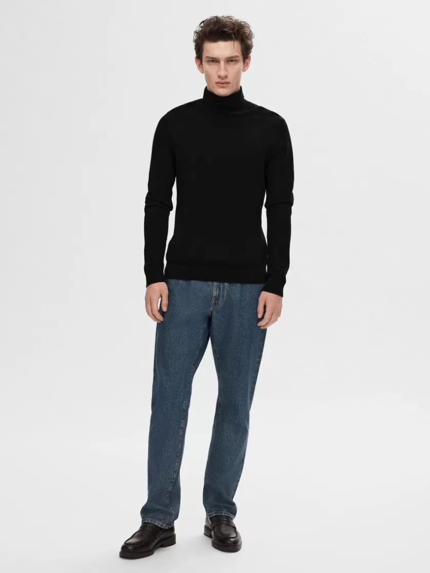 SELECTED LANGÆRMET RULLEKRAVE PULLOVER Black Cheap