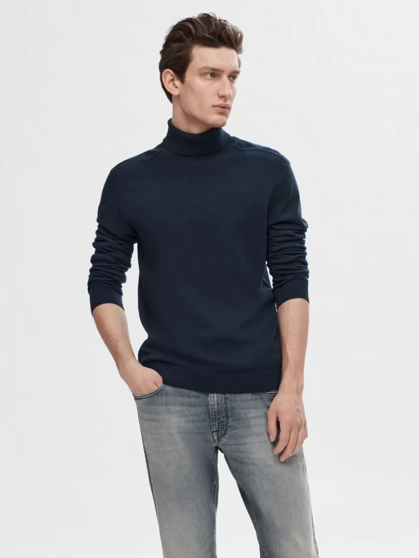 SELECTED LANGÆRMET RULLEKRAVE PULLOVER Blue Outlet