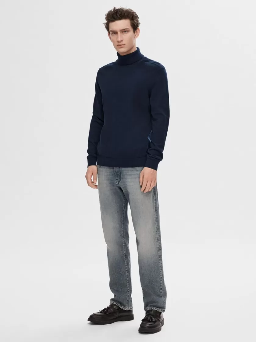 SELECTED LANGÆRMET RULLEKRAVE PULLOVER Blue Outlet