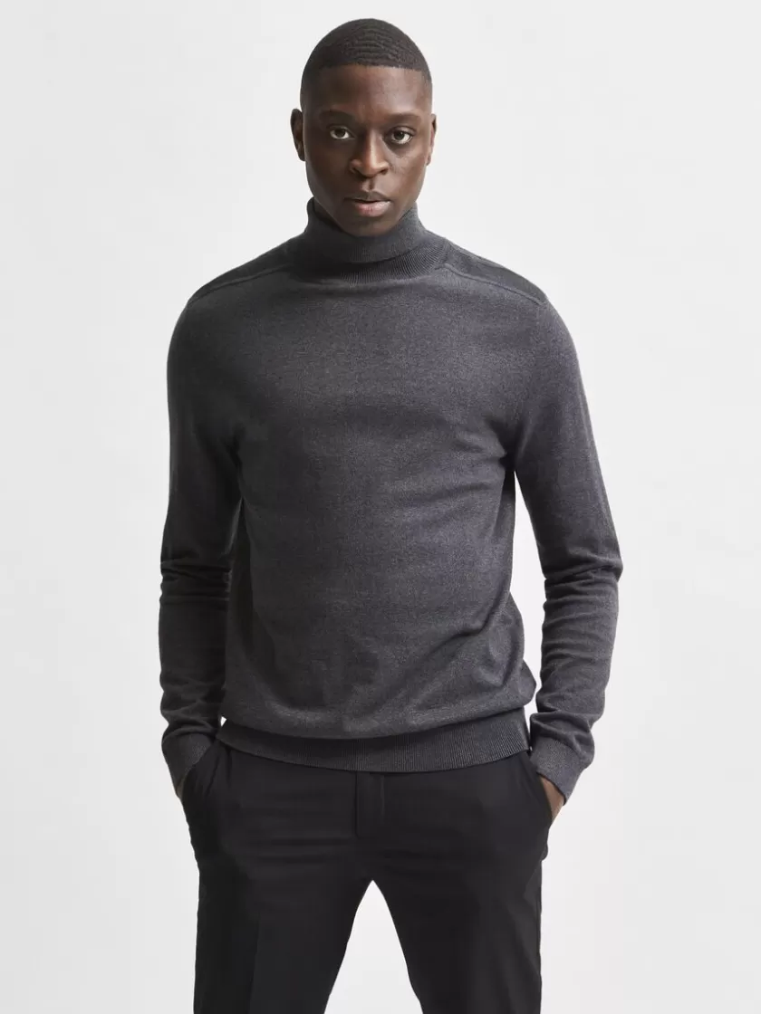 SELECTED LANGÆRMET RULLEKRAVE PULLOVER Grey Cheap