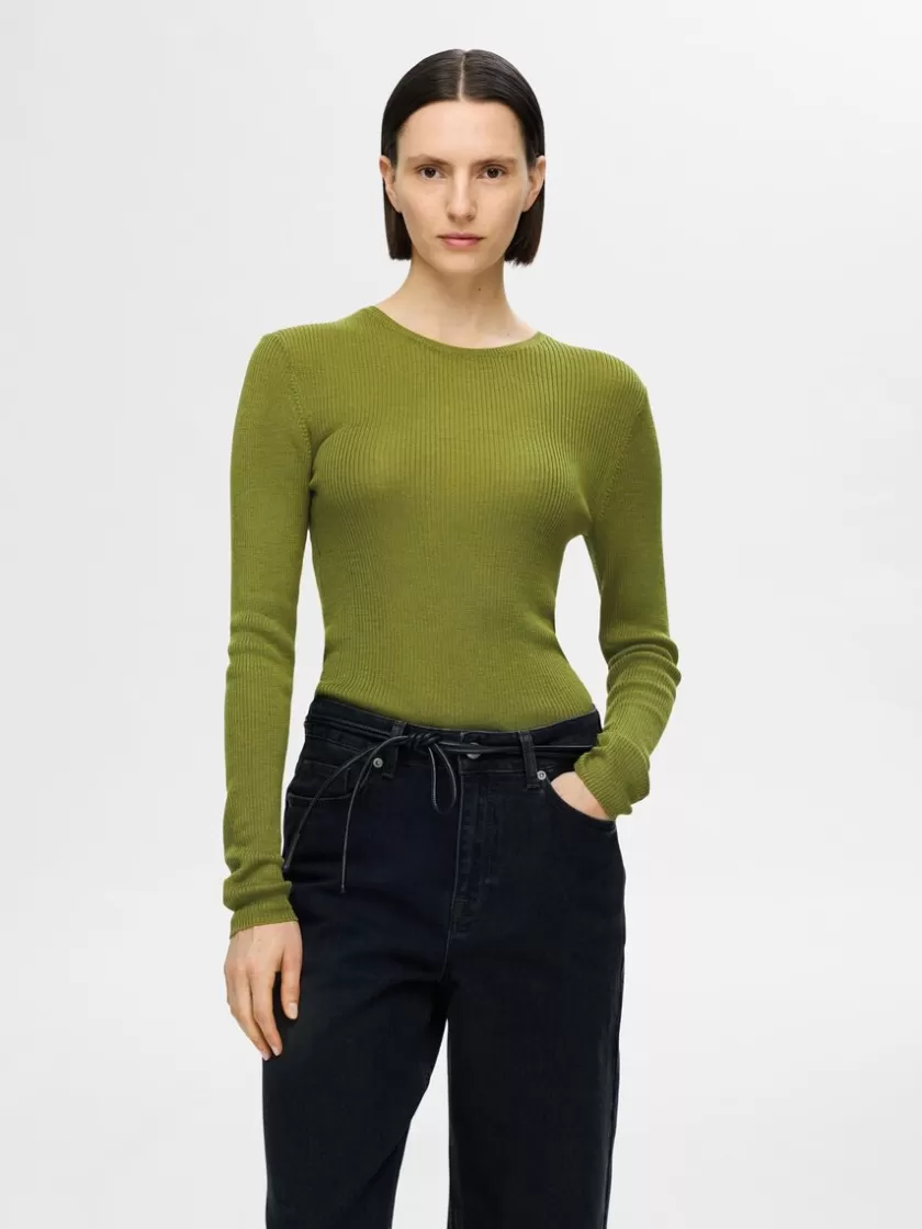 SELECTED LANGÆRMET STRIKKET TOP Green Cheap