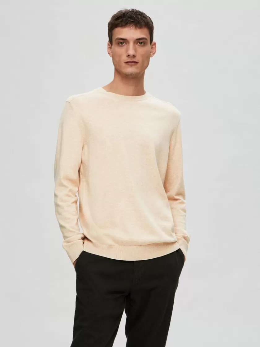 SELECTED LANGÆRMET STRIKTRØJE Beige Flash Sale