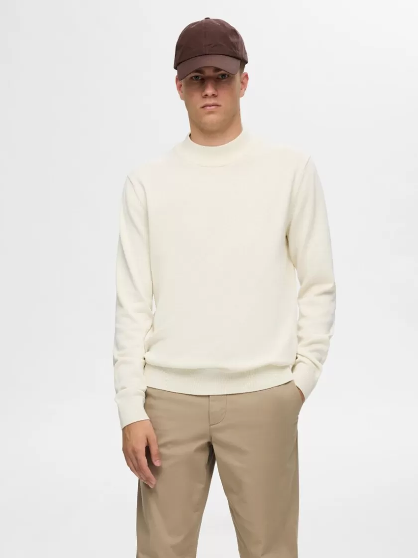 SELECTED LANGÆRMET STRIKTRØJE Beige Fashion