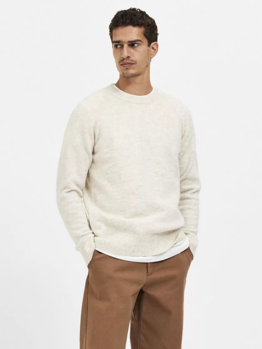 SELECTED LANGÆRMET STRIKTRØJE Beige Flash Sale