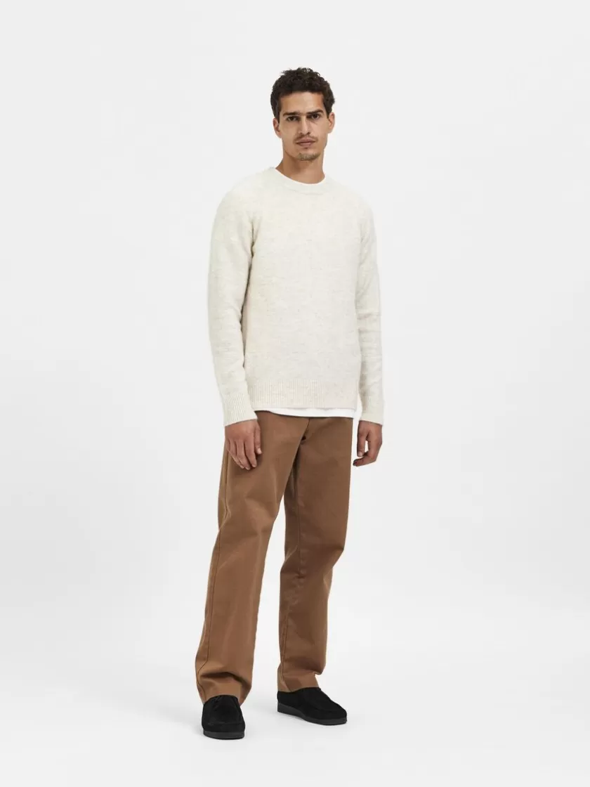 SELECTED LANGÆRMET STRIKTRØJE Beige Flash Sale