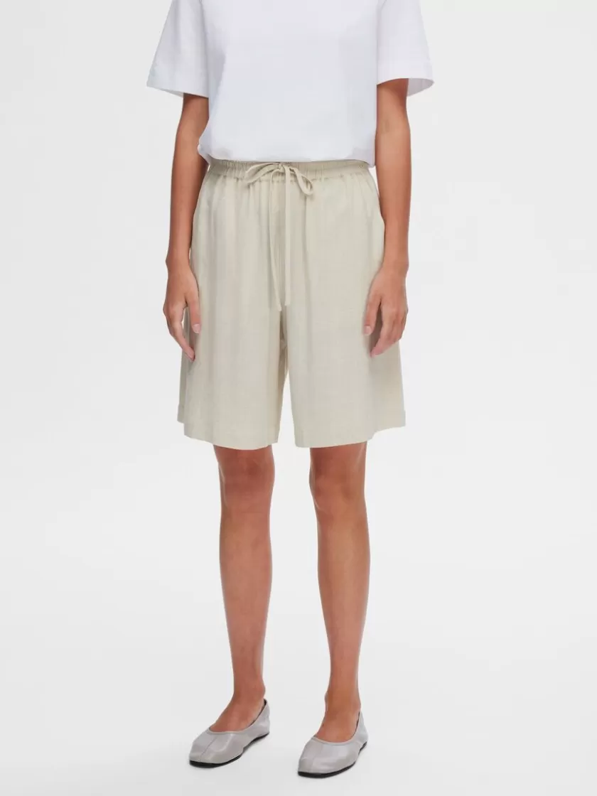 SELECTED MELLEMHØJ TALJE SHORTS Beige Best Sale