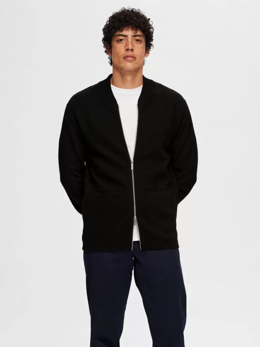 SELECTED MERINO-ULD CARDIGAN Black Clearance