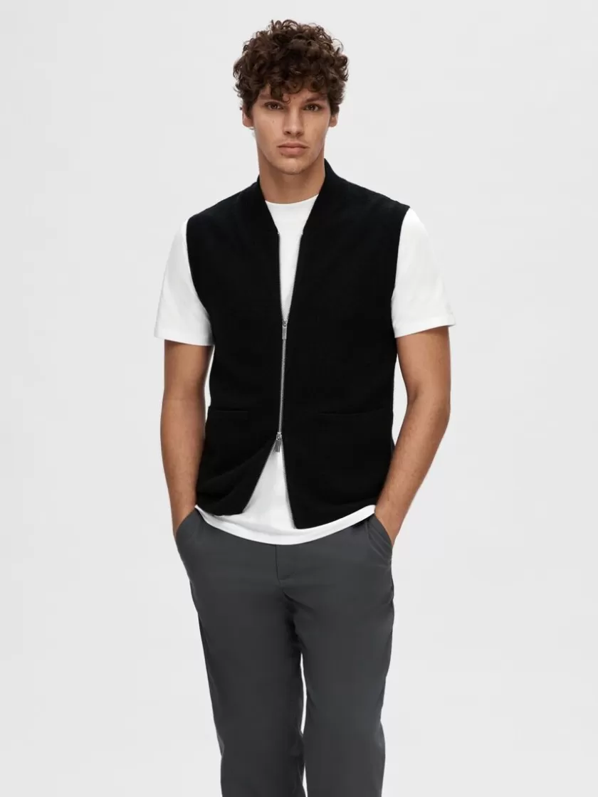 SELECTED MERINO-ULD VEST Black Fashion