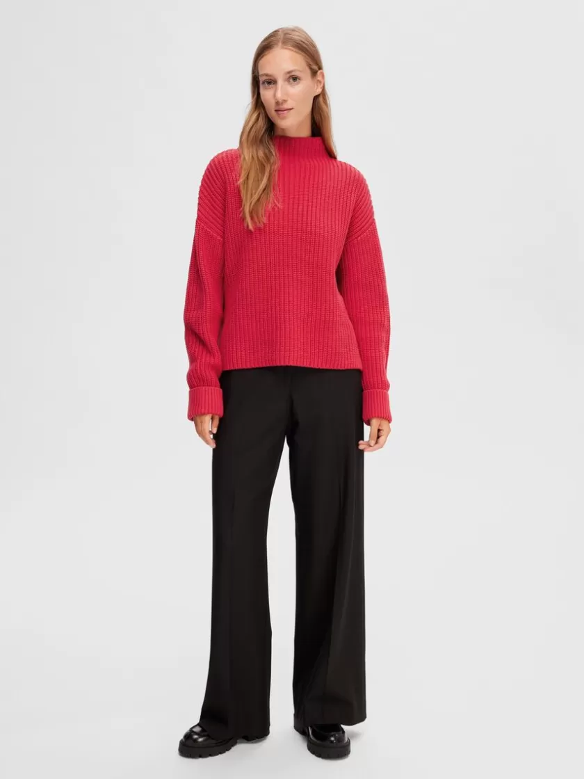 SELECTED OVERSIZED STRIKTRØJE Red Discount