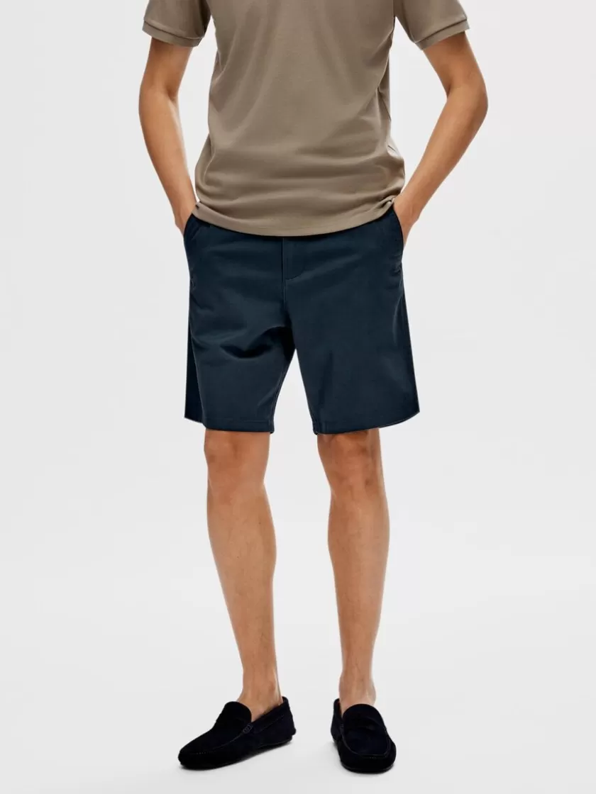 SELECTED REGULAR FIT FLEX SHORTS Blue Sale