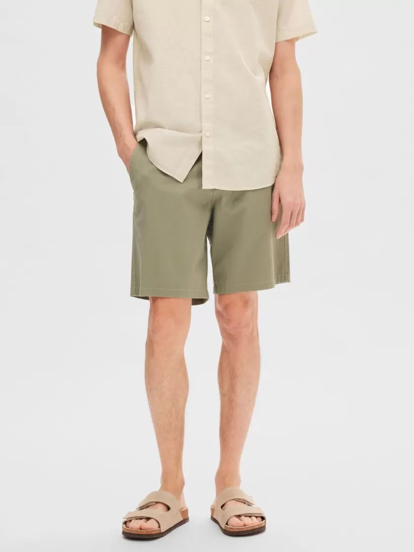 SELECTED REGULAR FIT FLEX SHORTS Green New