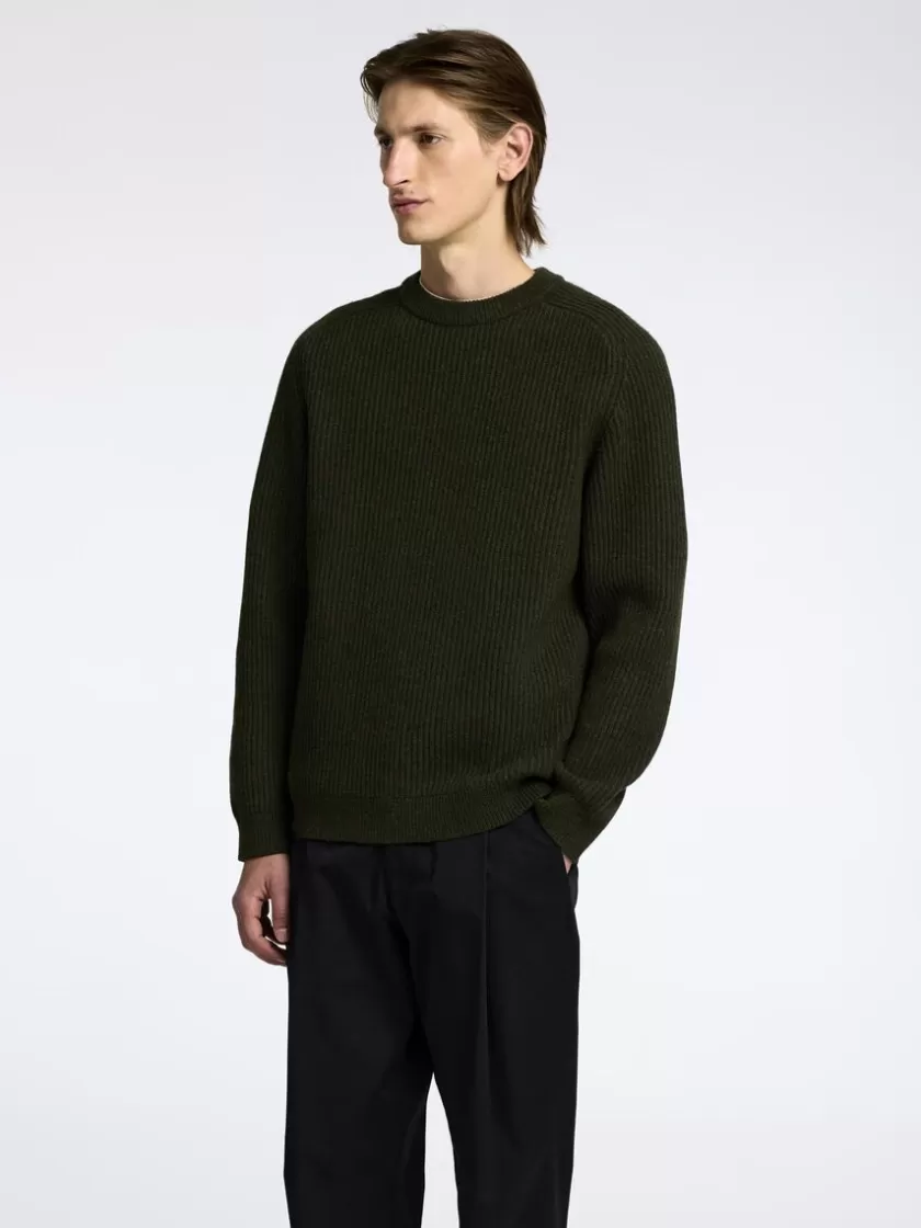 SELECTED REGULAR FIT SWEATER MED RUND HALS Green Discount