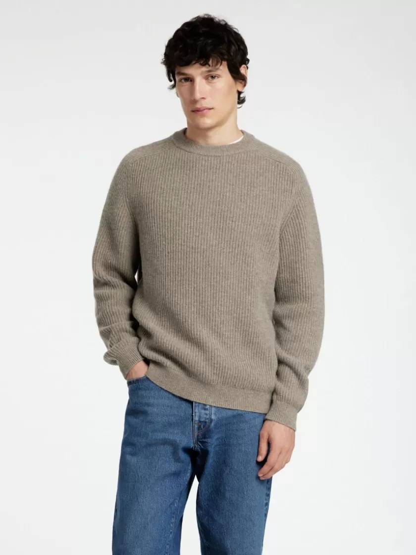 SELECTED REGULAR FIT SWEATER MED RUND HALS Brown Discount