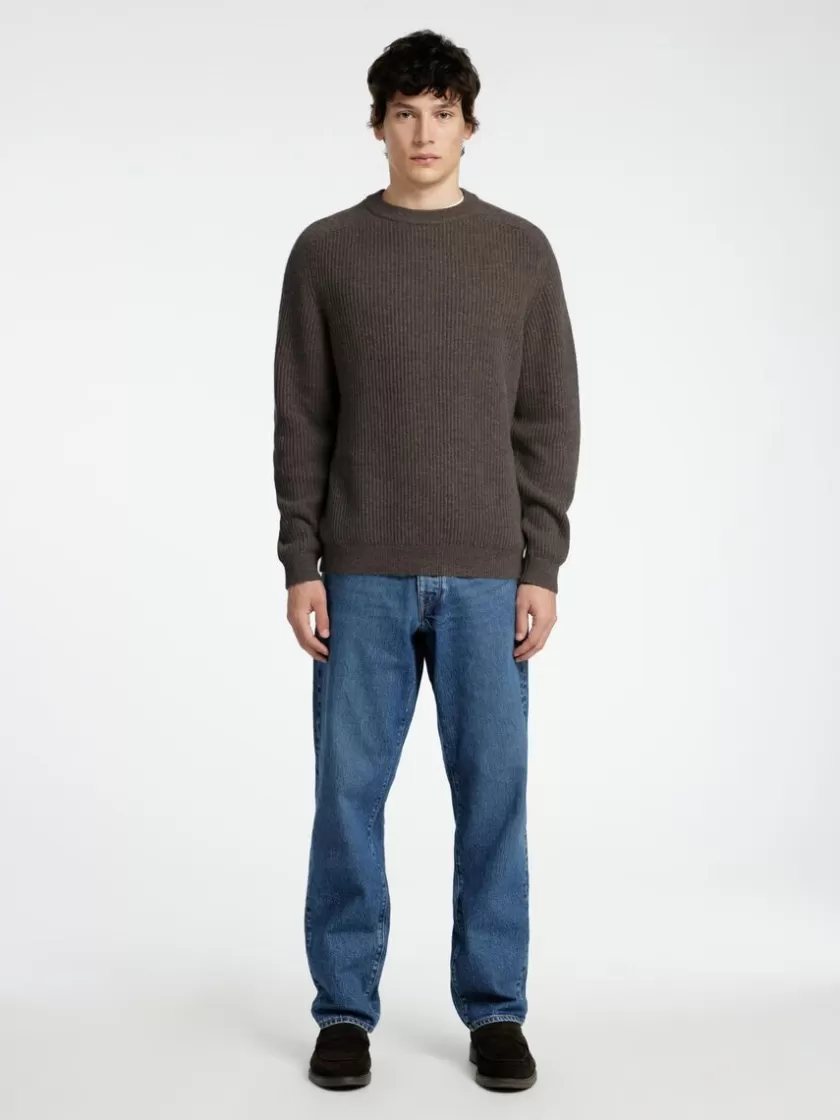 SELECTED REGULAR FIT SWEATER MED RUND HALS Brown Discount