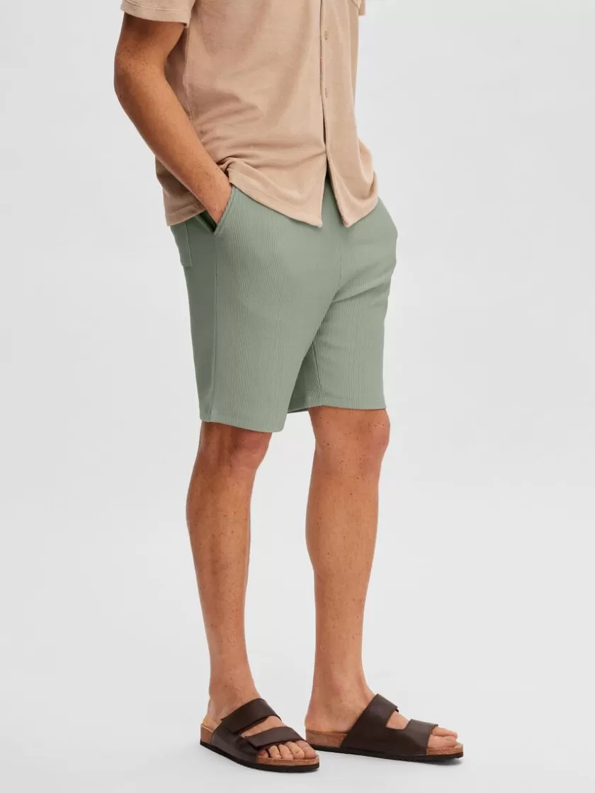 SELECTED RIBBEDE SHORTS Green Discount