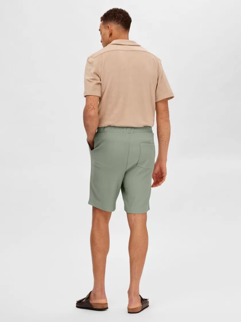 SELECTED RIBBEDE SHORTS Green Discount