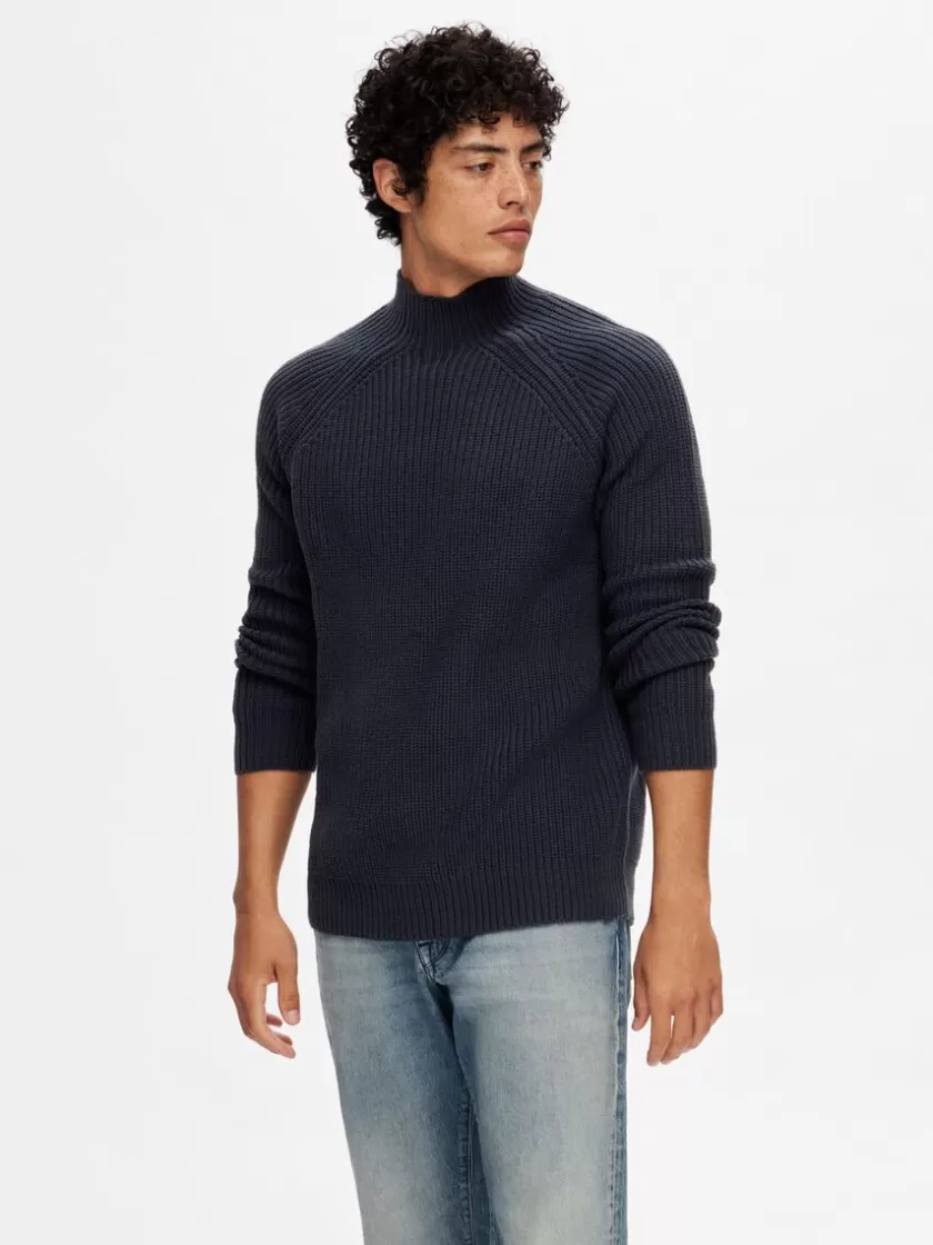 SELECTED RIBBET PULLOVER Blue Clearance