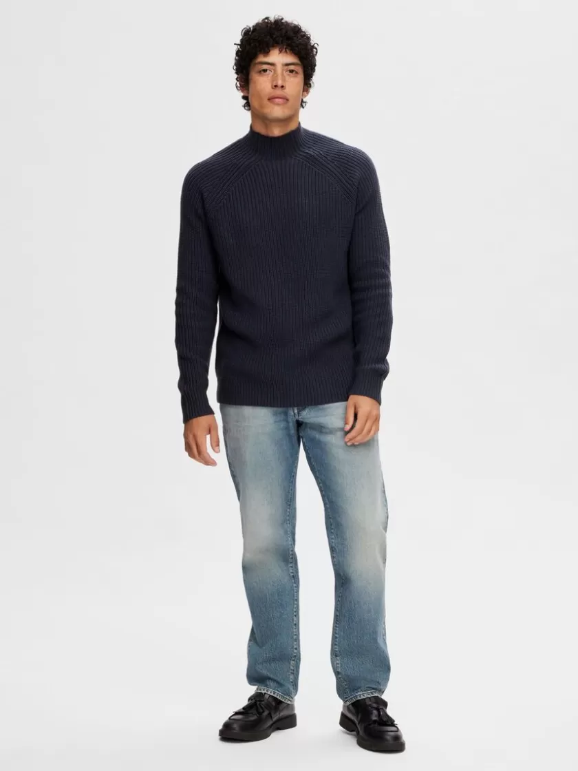 SELECTED RIBBET PULLOVER Blue Clearance