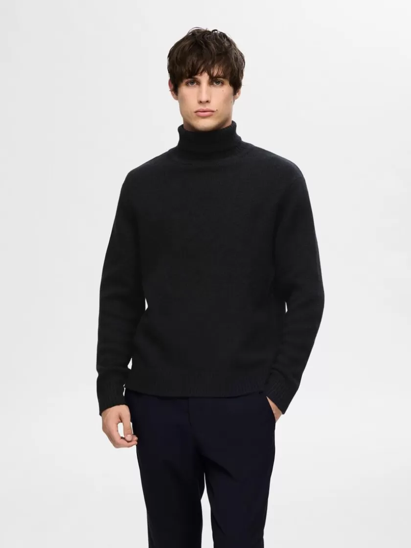 SELECTED RULLEKRAVE PULLOVER Black Sale