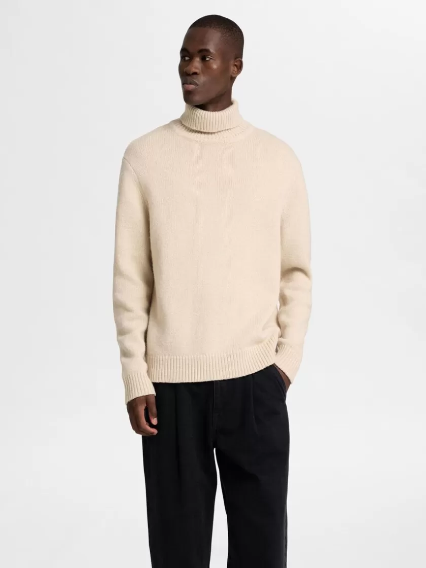 SELECTED RULLEKRAVE PULLOVER Beige Outlet